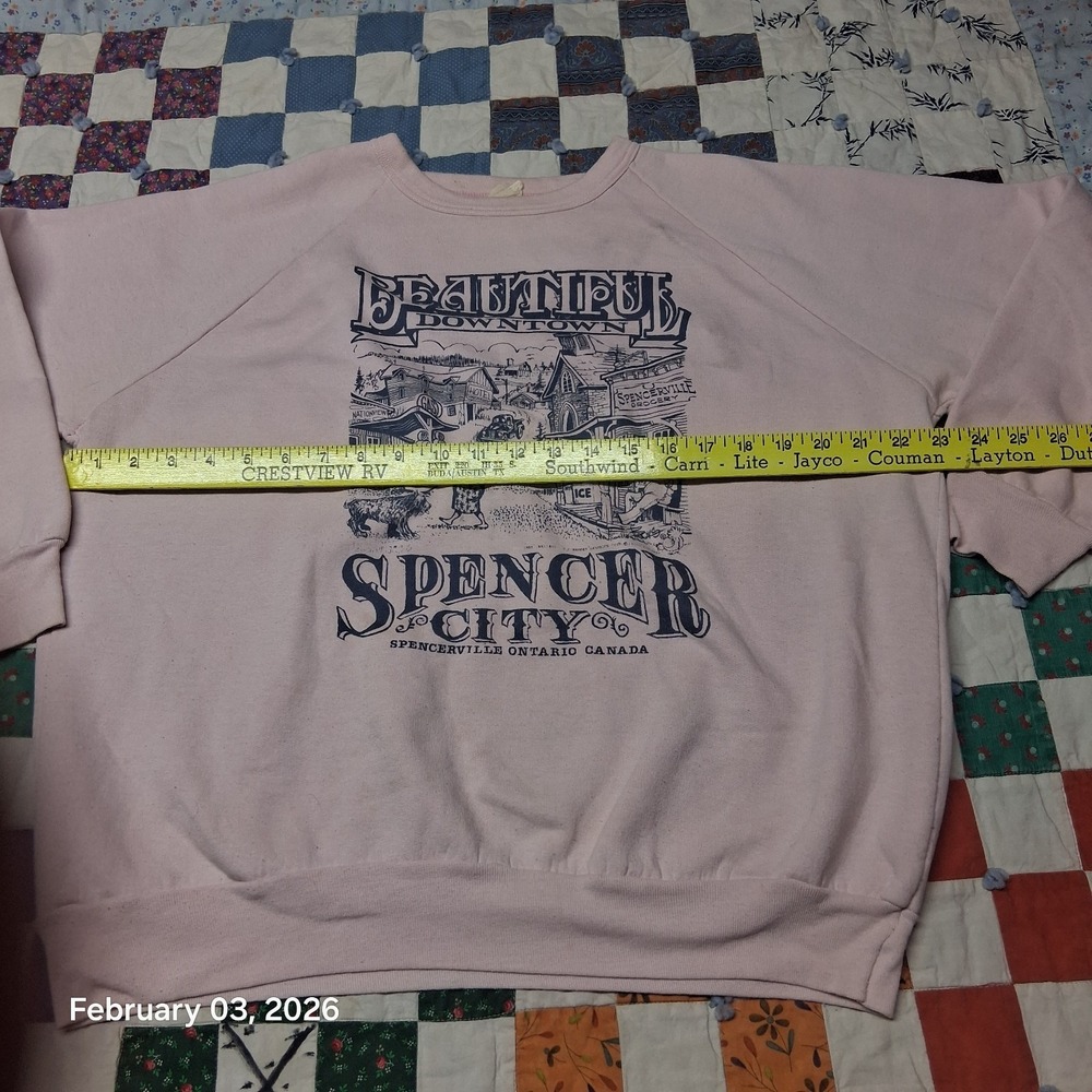 Vintage Downtown Spencer City Canada Pink Sweatshirt Size‎ Large - Picture 5 of 9